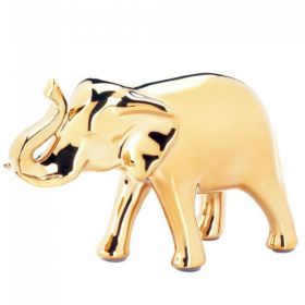 Golden Ceramic Elephant Figurine - 5 inches