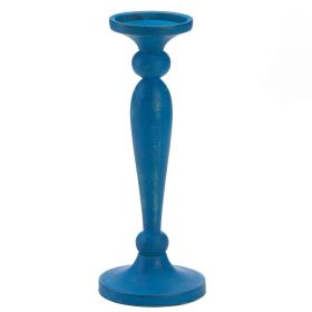 Artisan Wood Candle Holder - Cadiz Blue