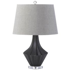 Black and Gray Porcelain Table Lamp with Linen Shade