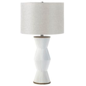 Gable Ridges Table Lamp - White with Beige Shade