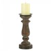 Antique-Style Wood Pillar Candle Holder - 11 inches