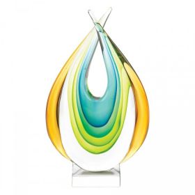 Crossed Teardrop Art Glass Sculpture