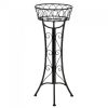 Black Iron Plant Stand with Basket