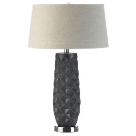 Porcelain Prism Table Lamp with Linen Shade