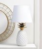 White Pineapple Lamp with Gold Leaves