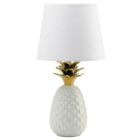 White Pineapple Lamp with Gold Leaves