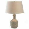 Gray Porcelain Table Lamp with Linen Shade