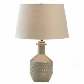 Gray Porcelain Table Lamp with Linen Shade