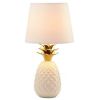White Pineapple Lamp with Gold Leaves